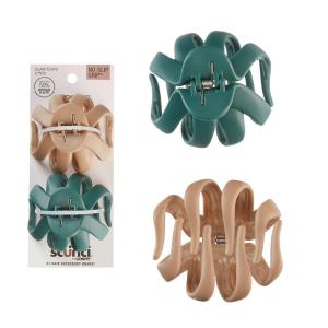 imageScunci by Conair jaw claw clips  hair accessories for women  claw clips for thick hair  claw clip  Octopus Clip  Tortoise Brown ampamp Black  2 CountBeige  Green
