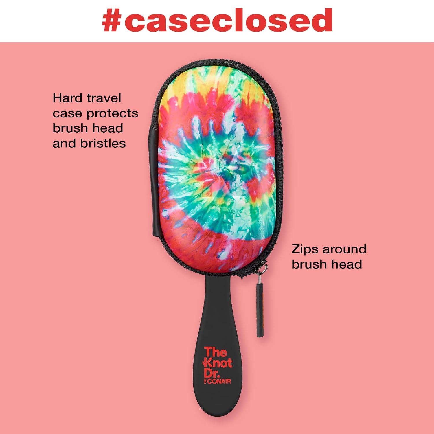 imageThe Knot Dr for Conair Hair Brush Wet and Dry Detangler with Storage Case Removes Knots and Tangles For All Hair Types Red TieDyeRed TieDye