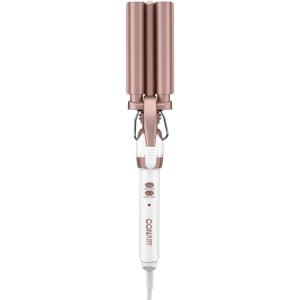 imageConair Double Ceramic 3 Barrel Curling Iron Hair Waver Create Beachy Waves LongLasting Natural Tight Waves for all Hair Lengths White  Rose GoldRose