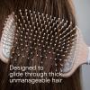 imageConair Ceramic Wood Paddle Hair Brush with Nylon Bristles Cushion Design for All Hair Types Smooth amp Shine Styling Off White