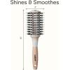 imageConair Ceramic and Wood Round Hair Brush with Vented Barrel Mixed Boar Bristles Large Barrel for Smooth Shiny Blowouts Off White
