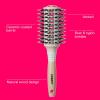 imageConair Ceramic and Wood Round Hair Brush with Vented Barrel Mixed Boar Bristles Large Barrel for Smooth Shiny Blowouts Off White