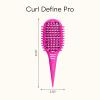 imageConair Curl Define Pro Detangler Brush for Curly Hair DualVent Design with Continuous Grooves Mixed Bristles for FrizzFree Detangling Smoothing and Curl Definition Hot PinkPink