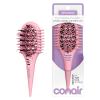 imageConair Curl Define Pro Mini Detangler Brush for Tight Curls DualVent Design Curl Defining Brush with Continuous Grooves Mixed Bristles for FrizzFree Detangling Smoothing and Definition PinkPink