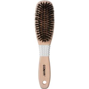 imageConair Boar Bristle Hair Brush for Women Natural Wood Handle Styling Brush for Sleek Slick Back Hair Reduces Frizz Adds Shine Smooths amp Detangles All Hair Types