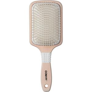 imageConair Ceramic Wood Paddle Hair Brush with Nylon Bristles Cushion Design for All Hair Types Smooth amp Shine Styling Off White