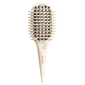imageConair Curl Define Pro Detangler Brush for Curly Hair DualVent Design with Continuous Grooves Mixed Bristles for FrizzFree Detangling Smoothing and Curl Definition Hot PinkIvory