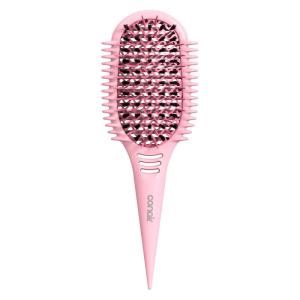 imageConair Curl Define Pro Detangler Brush for Curly Hair DualVent Design with Continuous Grooves Mixed Bristles for FrizzFree Detangling Smoothing and Curl Definition Hot PinkBlush Pink