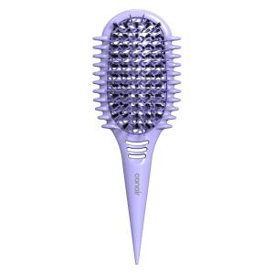 imageConair Curl Define Pro Detangler Brush for Curly Hair DualVent Design with Continuous Grooves Mixed Bristles for FrizzFree Detangling Smoothing and Curl Definition Hot PinkPurple Pulse