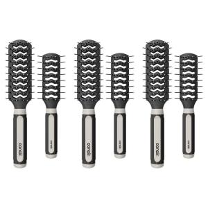 imageConair Salon Results 6Piece Hairbrush Set  Travel Hair Brush  Hairbrushes for All Hair Types  curly hair brush  hairbrush  detangler brush  3 Travel size  3 Fullsize Brushes Black