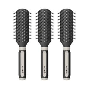 imageConair Salon Results Detangling Hairbrush Set 3Pack Brushes for Men and Women All Hair Types and Lengths with Nylon Bristles