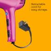 imageConair Hair Dryer with Retractable Cord 1875W Blow Dryer 3 Heat Settings 2 Speeds Blow Dryer with Diffuser and Concentrator Attachments Ionic  Tourmaline Technology Matte Light PinkPink