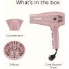 imageConair Hair Dryer with Retractable Cord 1875W Blow Dryer 3 Heat Settings 2 Speeds Blow Dryer with Diffuser and Concentrator Attachments Ionic  Tourmaline Technology Matte Light PinkMatte Light Pink