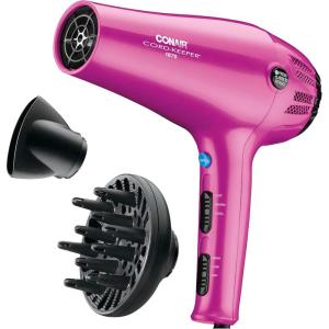 imageConair Hair Dryer with Retractable Cord 1875W Blow Dryer 3 Heat Settings 2 Speeds Blow Dryer with Diffuser and Concentrator Attachments Ionic  Tourmaline Technology Matte Light PinkPink