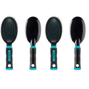 imageConair Salon Results 3Pack Hair Brushes Detangling Hair Brush for Men and Women For All Hair Types Metal Bristles and Cushion Base BlackBlack  Teal