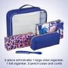 imageConair 5 Piece Toiletry and Cosmetic Bag Set Under 30 Includes 1 Large Weekender Bag and 4 Organizer Bags in Blue Swirl Prints Pack of 2Blue Palm