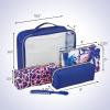 imageConair 5 Piece Toiletry and Cosmetic Bag Set Under 30 Includes 1 Large Weekender Bag and 4 Organizer Bags in Blue Swirl Prints Pack of 2Blue Palm