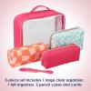 imageConair 5 Piece Toiletry and Cosmetic Bag Set Under 30 Includes 1 Large Weekender Bag and 4 Organizer Bags in Blue Swirl Prints Pack of 2Pink  Daisy Print