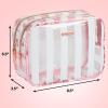 imageConair 5 Piece Toiletry and Cosmetic Bag Set Under 30 Includes 1 Large Weekender Bag and 4 Organizer Bags in Blue Swirl Prints Pack of 2Pink  White Stripe