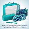 imageConair 5 Piece Toiletry and Cosmetic Bag Set Under 30 Includes 1 Large Weekender Bag and 4 Organizer Bags in Blue Swirl Prints Pack of 2Teal Palm