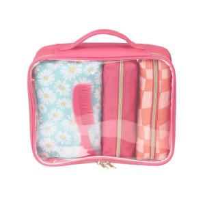 imageConair 5 Piece Toiletry and Cosmetic Bag Set Under 30 Includes 1 Large Weekender Bag and 4 Organizer Bags in Blue Swirl Prints Pack of 2Pink  Daisy Print