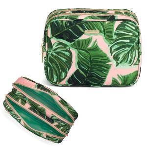 imageConair 5 Piece Toiletry and Cosmetic Bag Set Under 30 Includes 1 Large Weekender Bag and 4 Organizer Bags in Blue Swirl Prints Pack of 2Pink Palm