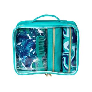 imageConair 5 Piece Toiletry and Cosmetic Bag Set Under 30 Includes 1 Large Weekender Bag and 4 Organizer Bags in Blue Swirl Prints Pack of 2Teal Palm
