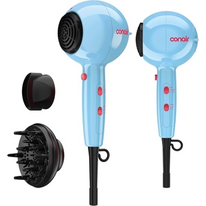 image:imageConair Cake Pop Hair Dryer with Diffuser amp Concentrator Attachments Blow Dryer Hair Dryers for Women Tourmaline Ceramic Technology 3 Heat2 Speed Settings Compact Hair Dryer wConcentrator PinkBlue