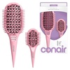 image:imageConair Curl Define Pro Large and Mini Detangler Brush Set for Tight Curls DualVent Design Curl Defining Brush with Continuous Grooves and Mixed Bristles Hairbrush Set for Long Hair Styling Pink