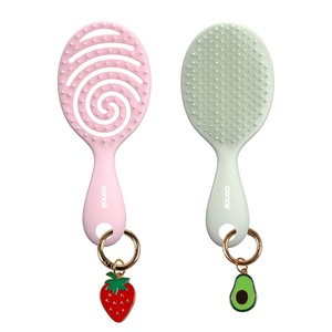 image:imageConair Beyond Gentle Mini Hair Brush Set with Strawberry amp Avocado Charms 2Pack Detangling Brushes for Wet amp Dry Hair Soft Flexible Bristles Vented Brush Compact Travel Size