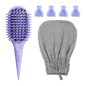 image:imageConair Curl Care Essentials Kit CurlDefining Brush for Loose Curls DualSided CurlDefining Mitt 4 Root Lifting Clips Hairbrush Set for Long Hair Styling Purple