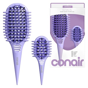 image:imageConair Curl Define Pro Large and Mini Detangler Brush Set for Loose Curls DualVent Design Curl Defining Brush with Continuous Grooves and Mixed Bristles Hairbrush Set for Long Hair Styling Purple