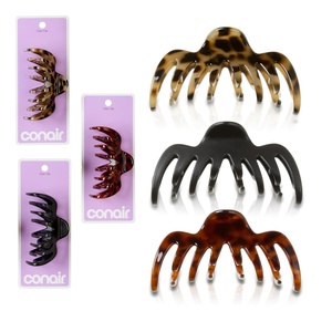 image:imageConair 3Pack Inner Teeth Claw Clips Hair Clips for Women Inner Teeth Flex for Tighter Hold Claw Clips for Women Ideal for All Hair Types Tortoise Pattern Blonde and Black