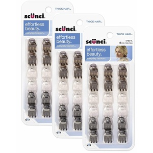 image:imageScunci Effortless Beauty Thick Hair Mini Jaw Clips 1 cm Pack of 18Scunci 1718703a048 Mini Thick Hair Jaw Clips 18 Count  Pack of 3