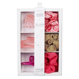 image:imageScunci by Conair Gift Set Gift Box Under 20 Includes 3 Claw Clips and 3 Scrunchies in Pink and Gold ColorsPink Set
