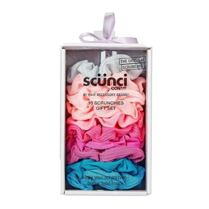 image:imageScunci by Conair Gift Set Gift Box Under 20 Includes 3 Claw Clips and 3 Scrunchies in Pink and Gold ColorsPink and Purple