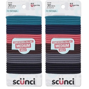 image:imageScunci by Conair No Damage Assorted Sizes Elastics for Women and Men Elastic Hair Ties with No Damage in Black 36 Pack