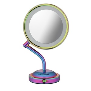 image:imageConair DoubleSided Battery Operated Lighted Makeup Mirror  Lighted Vanity Makeup Mirror with LED Lights 1x  5x Magnification Polished Chrome FinishRainbow Finish